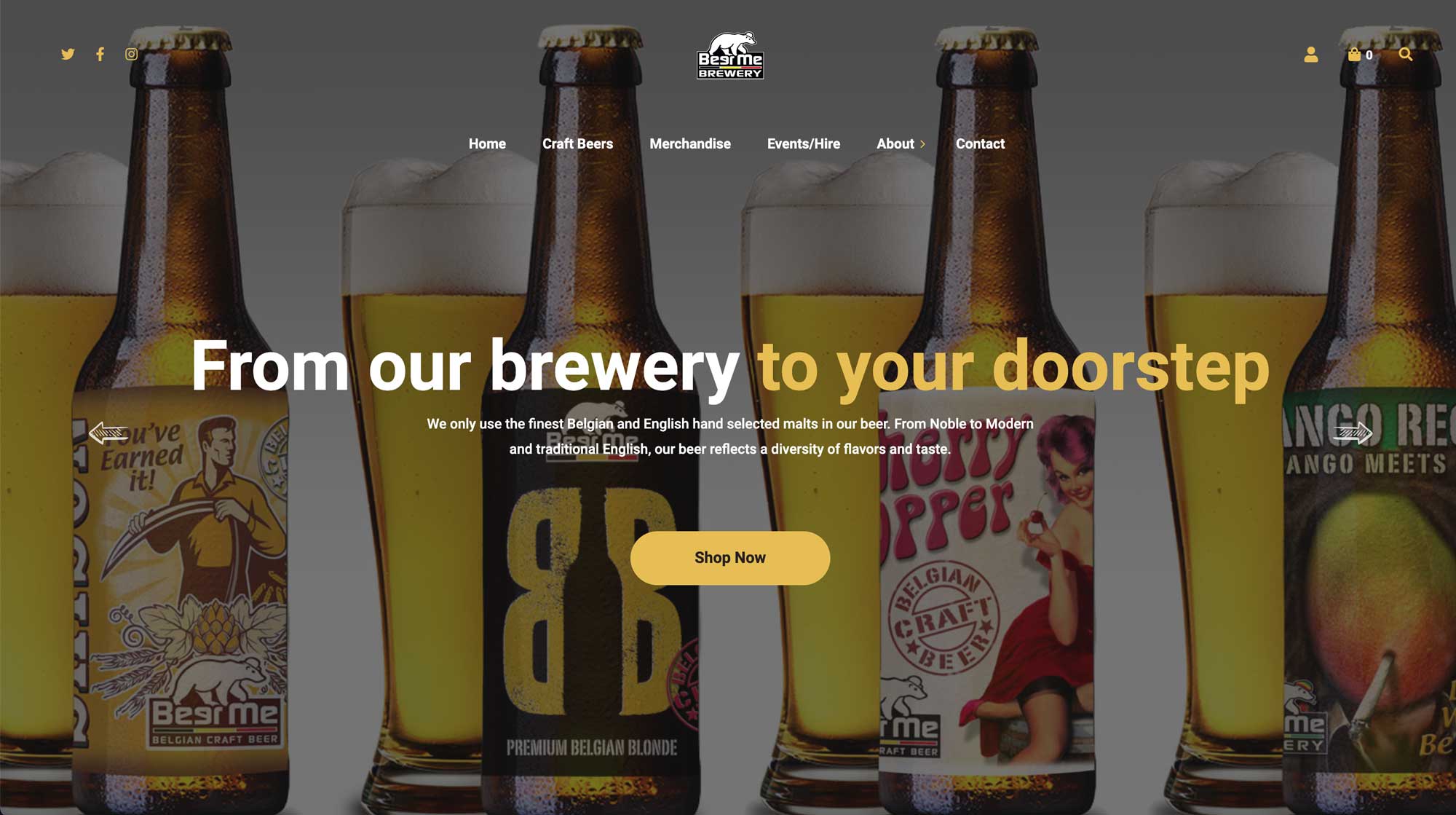 Beer Me Brewery Ecommerce web design
